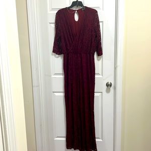Burgundy Fully Lined Lace Jumpsuit